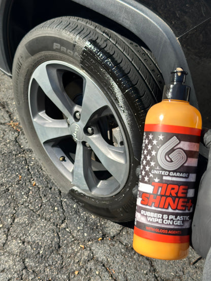 Tire Shine+ Rubber & Plastic wipe on Gel 16 oz. Bottle