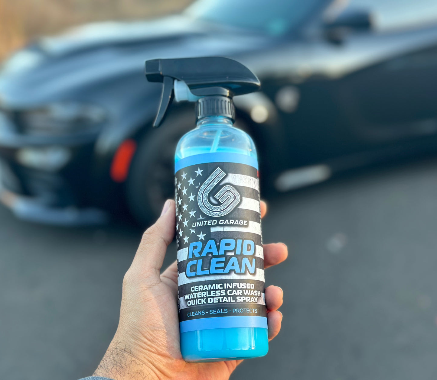 RAPID CLEAN Ceramic Infused Waterless Car Wash & Quick Detailer Spray 16oz. Bottle